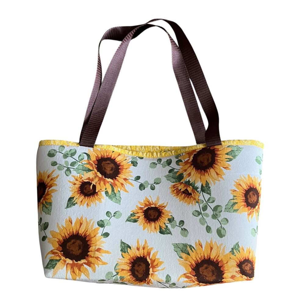 Handmade Sunflower Quilted Tote Bag Womens Farmers Market Floral Handbag